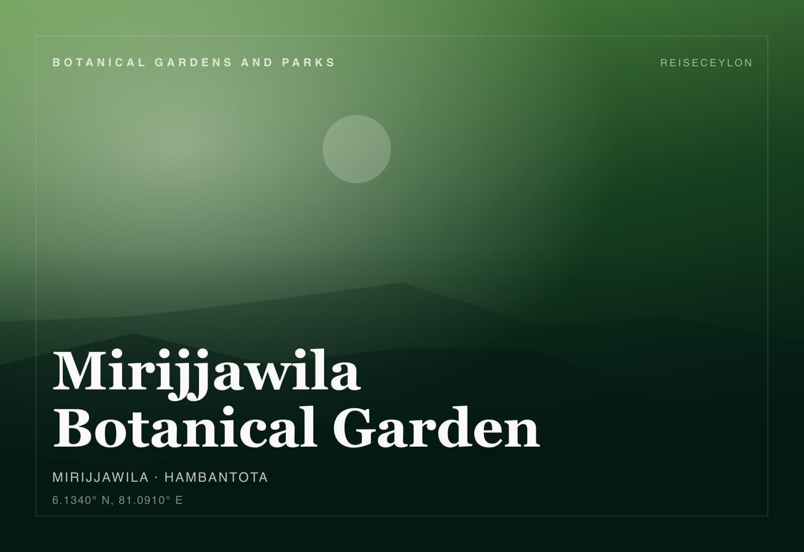Mirijjawila Botanical Garden, Hambantota